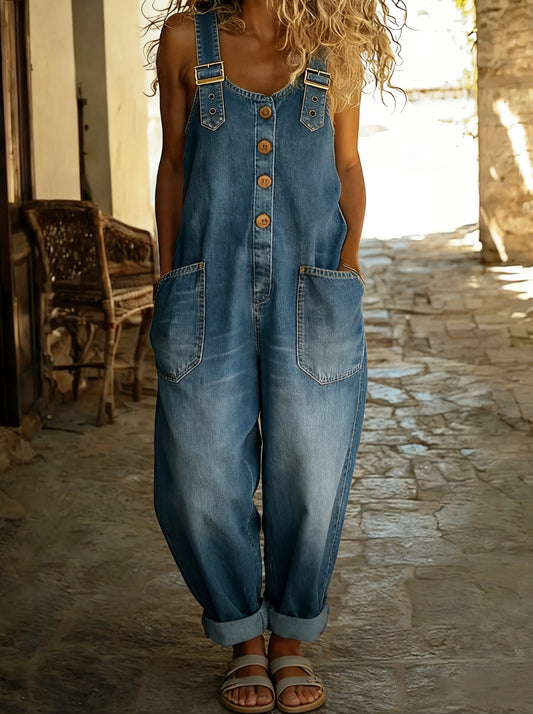 Rita | Casual denim jumpsuit met verstelbare gesp